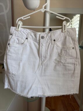 Citizens Of Humanity White Distressed Denim Mini Skirt